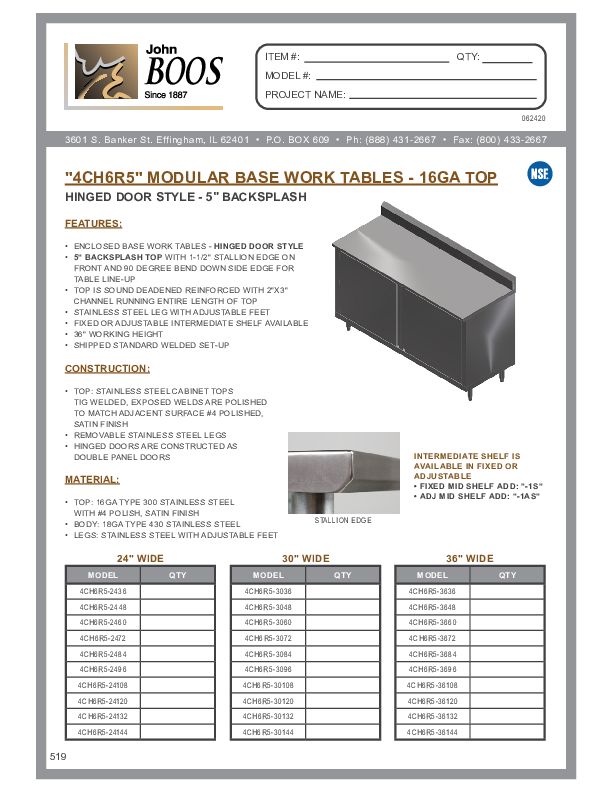 Cutsheet