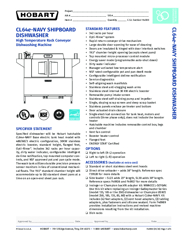 Cutsheet