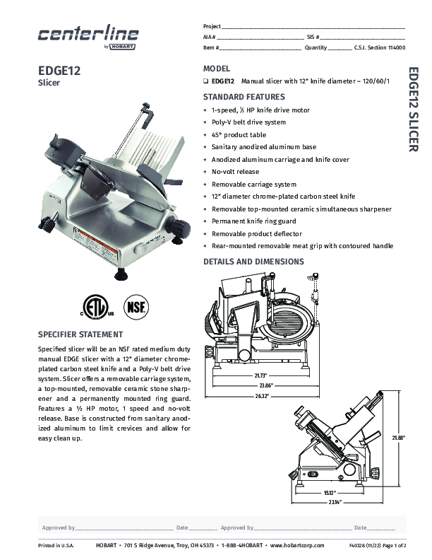 Cutsheet