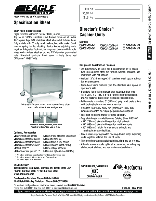 Cutsheet