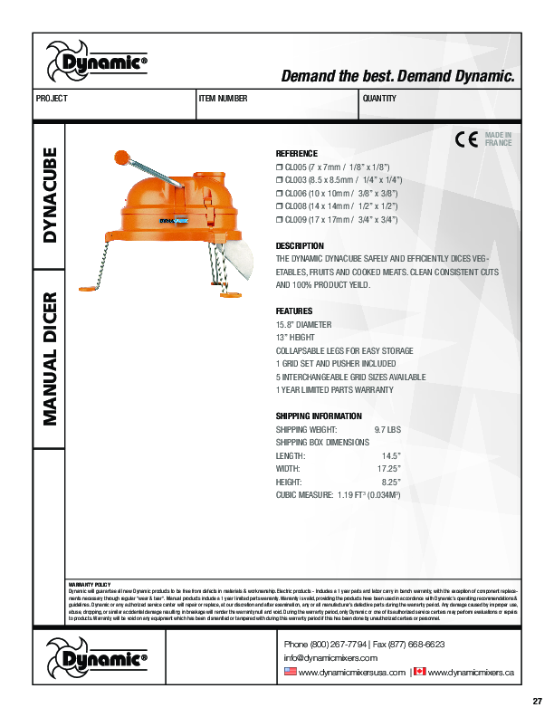 Cutsheet