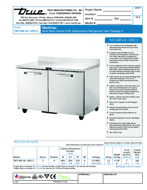 Cutsheet