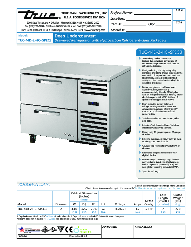 Cutsheet