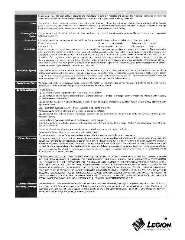 Warranty Sheet