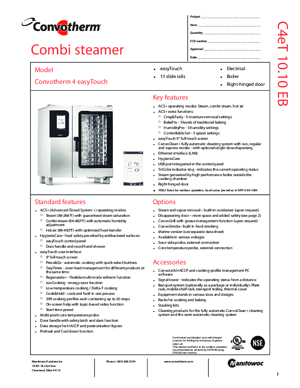 Spec Sheet C4 ET10.10EB