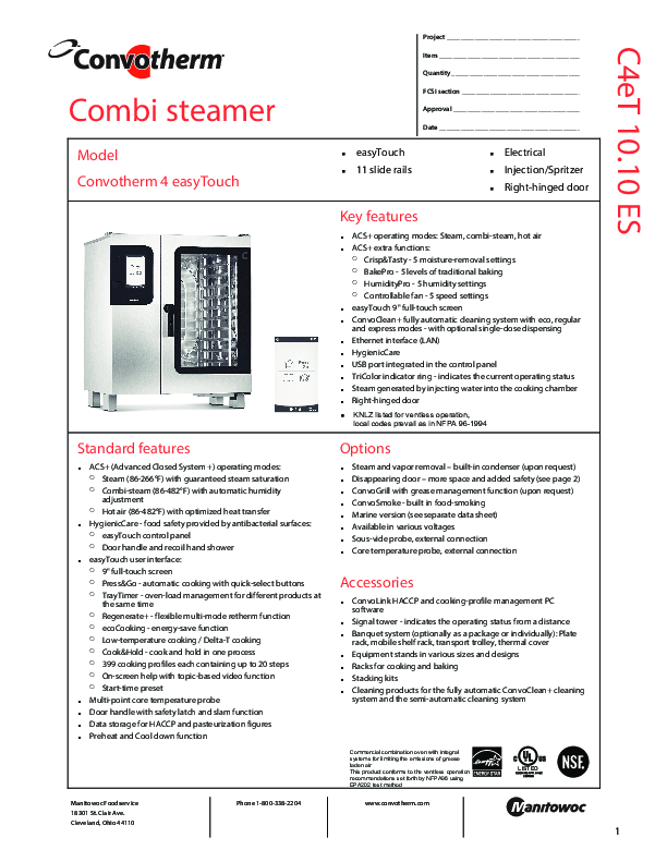 Spec Sheet C4 ET10.10ES