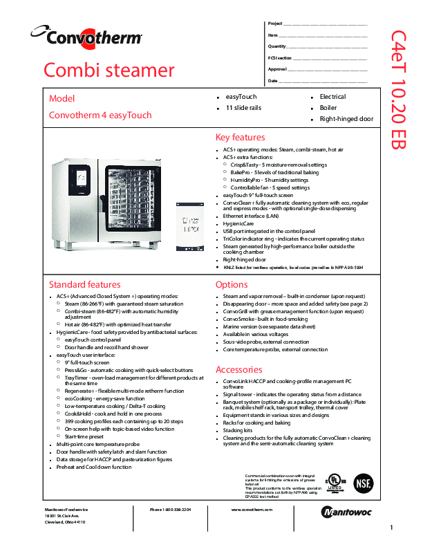 Spec Sheet C4 ET10.20EB