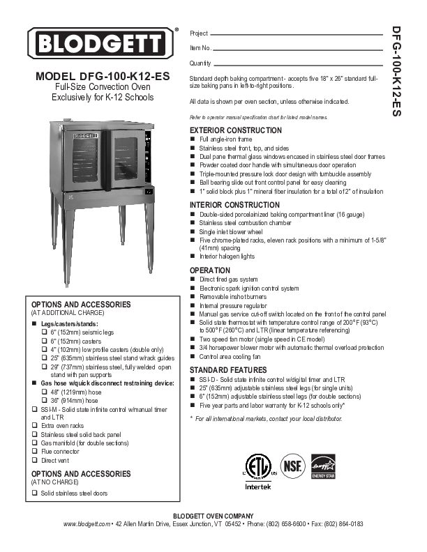 K12 Spec Sheet