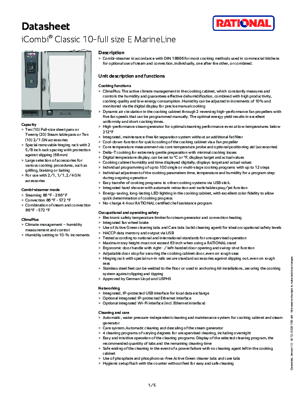 Marine Spec Sheet