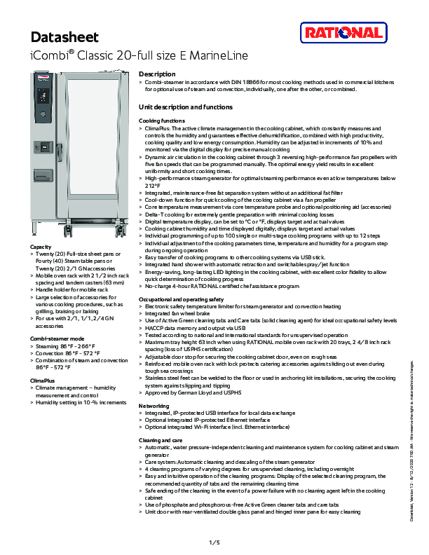 Marine Spec Sheet