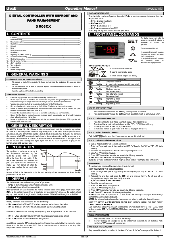 Dixell Controller Manuals - Freezer