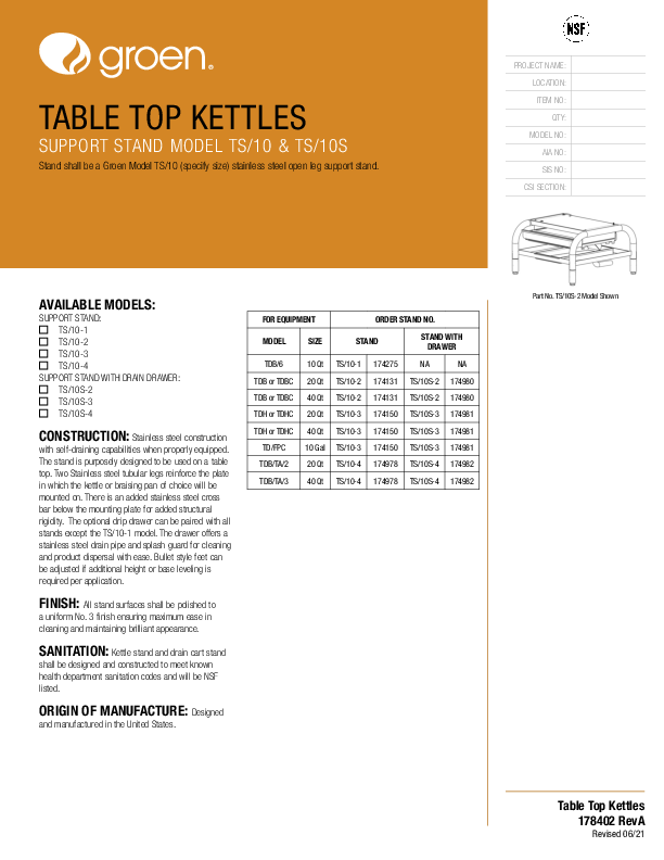 TS/10 & TS/10S Support Stands