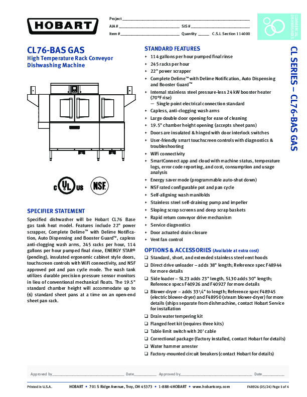 Gas Spec Sheet