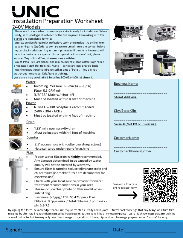 Installation Worksheet