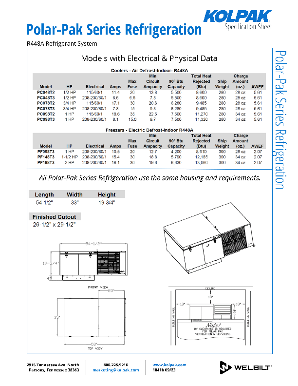 Polar-Pak Series Spec Sheet