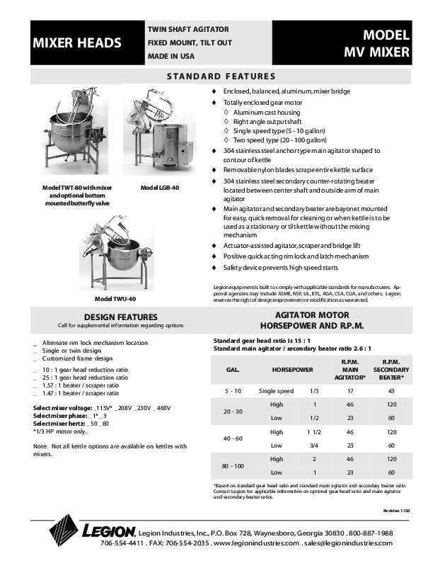 MV MIXER Spec Sheet