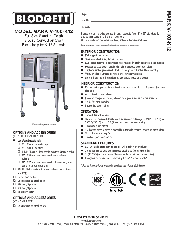 K12 Spec Sheet