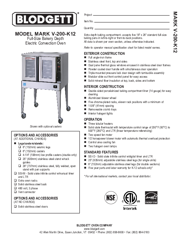 K12 Spec Sheet