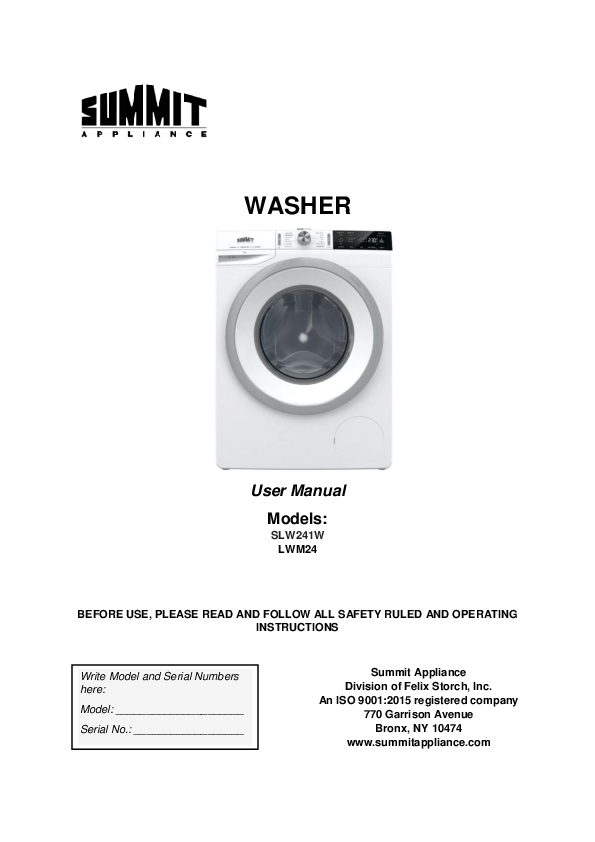 Washer Manual