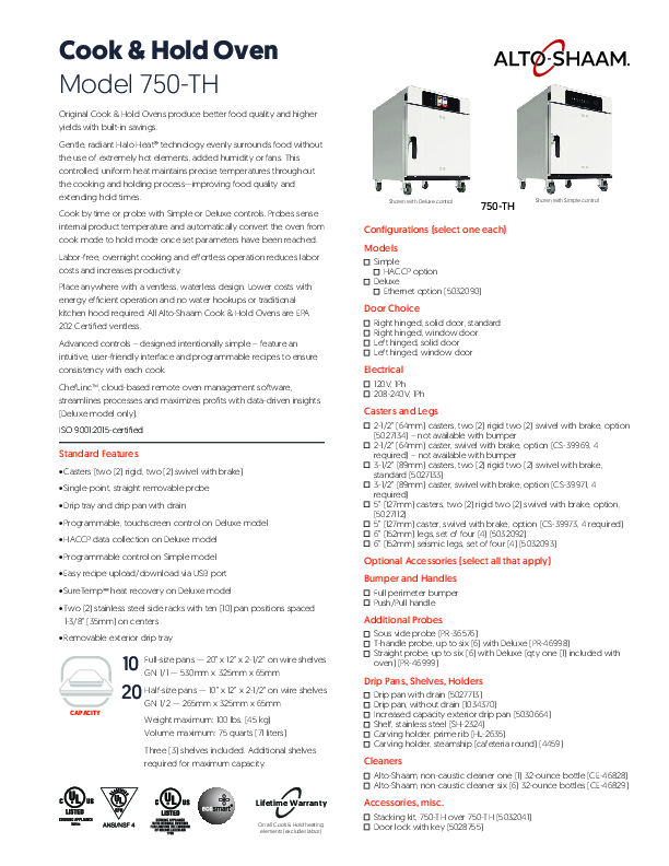 750-TH UL Spec Sheet