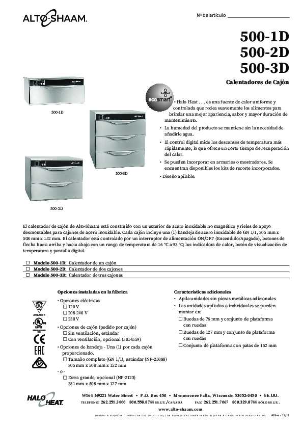 Spec Sheet - Spanish