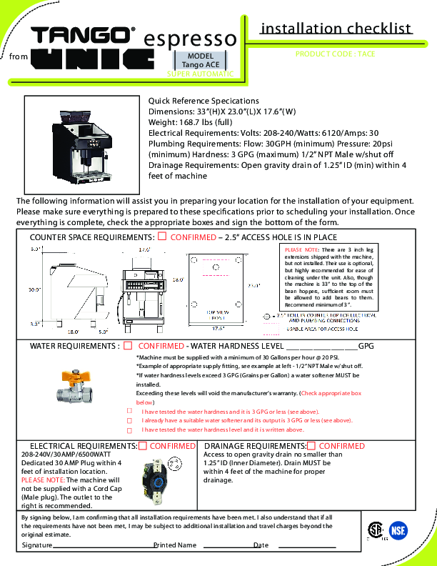 Installation Checklist