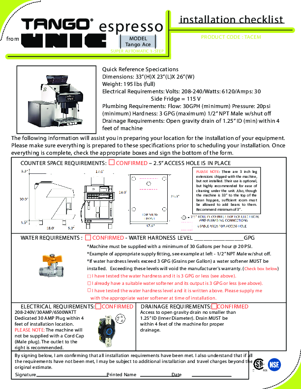 Installation Checklist