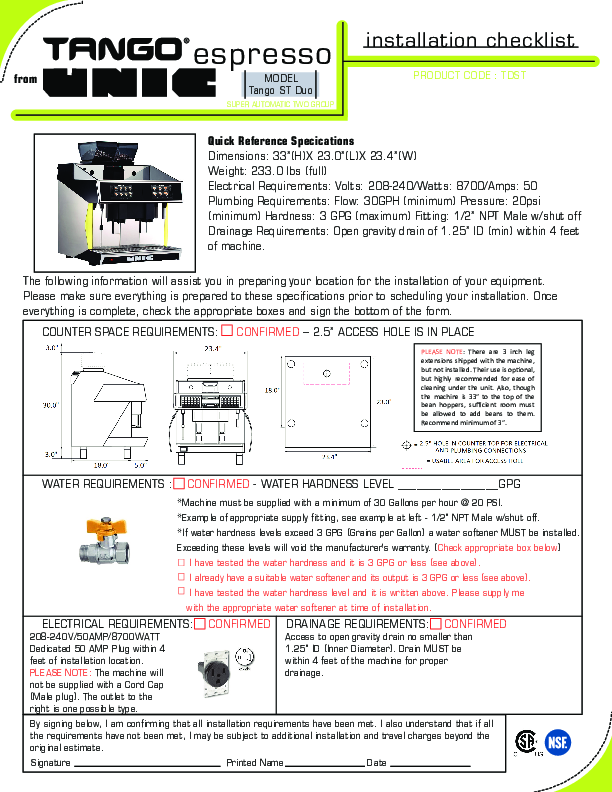 Installation Checklist