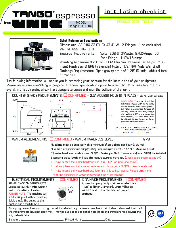 Installation Checklist