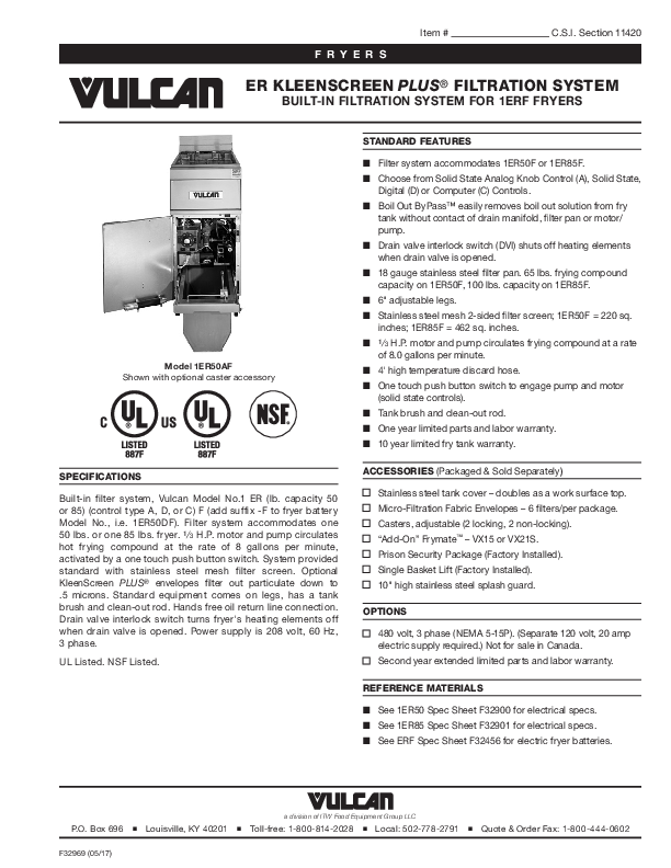 ER KleenScreen PLUS Spec Sheet