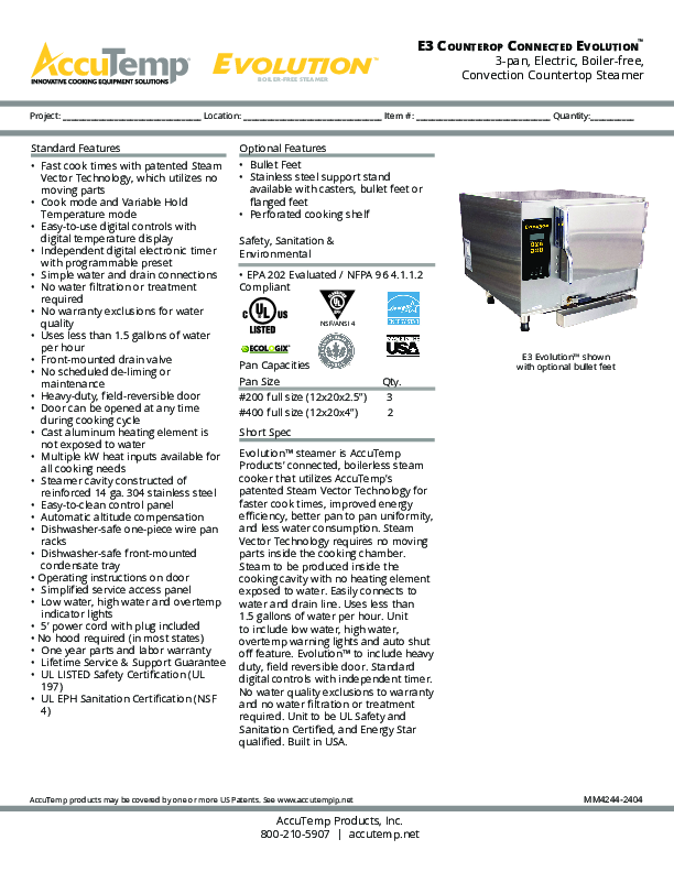 Cutsheet