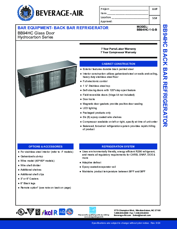 Cutsheet