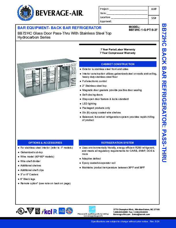 Cutsheet