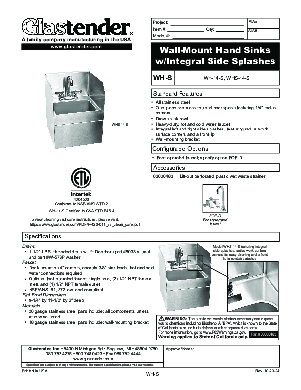 Cutsheet