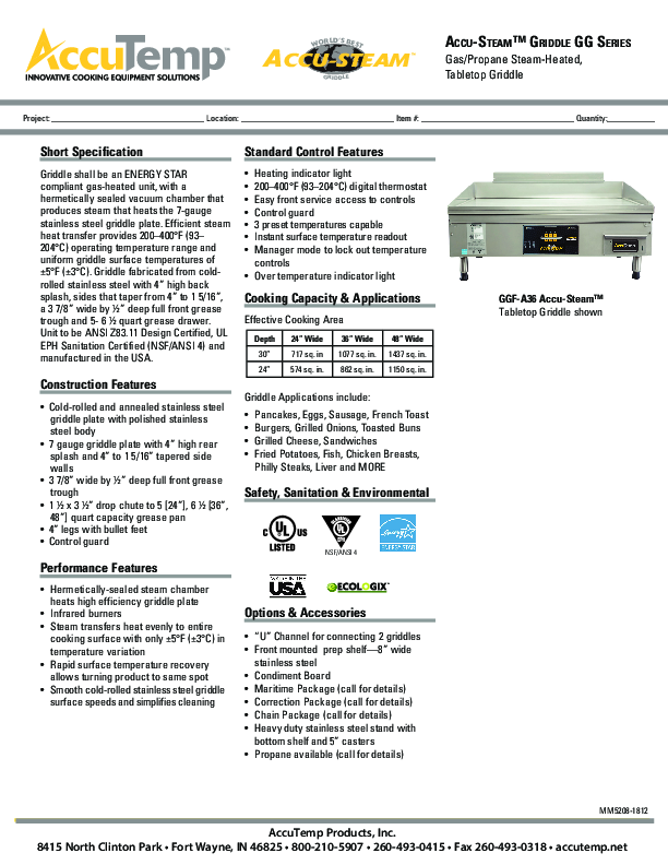 Cutsheet