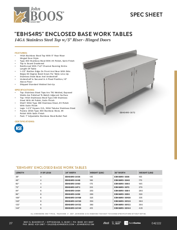 Cutsheet