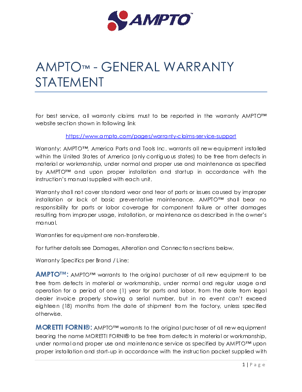 Warranty Sheet