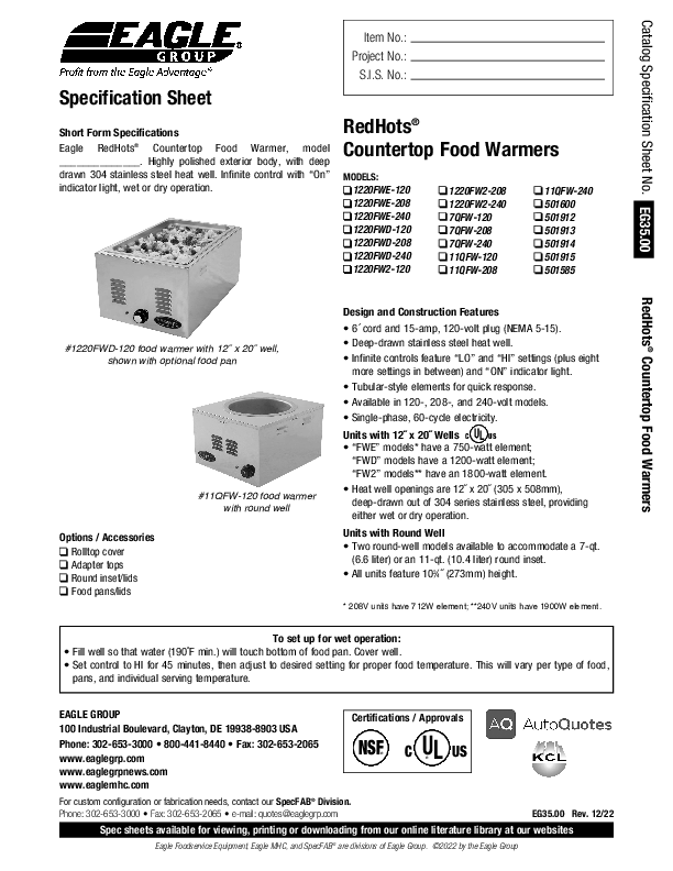 Cutsheet