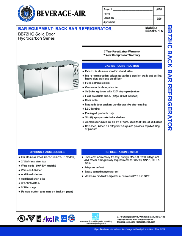 Cutsheet