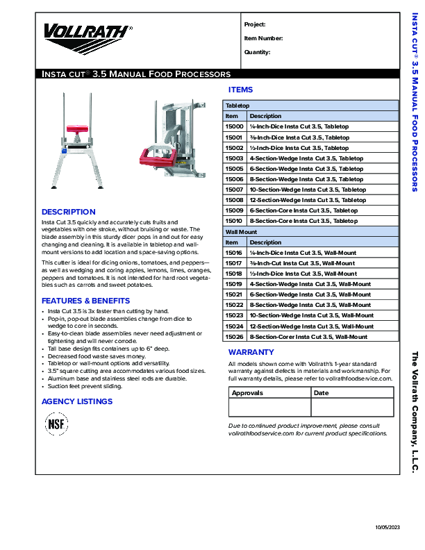 Cutsheet