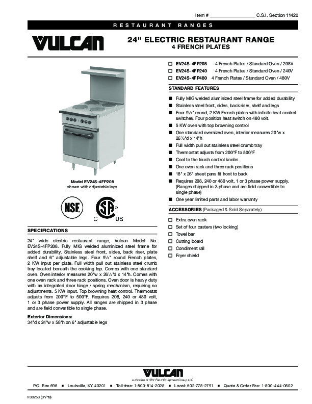 Cutsheet