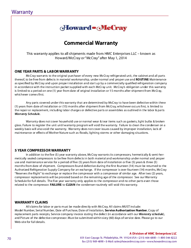 Warranty Sheet