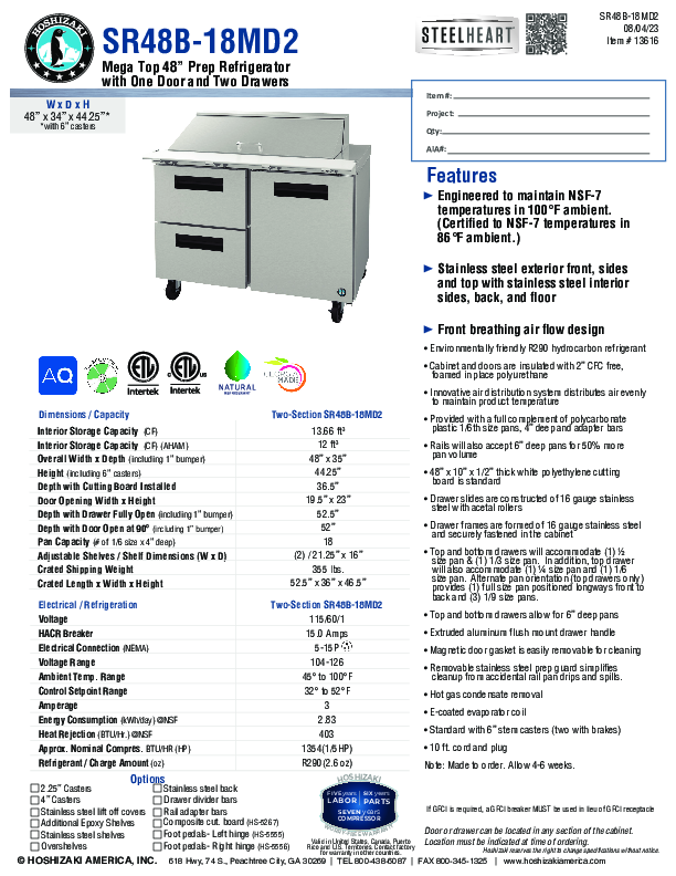 Cutsheet