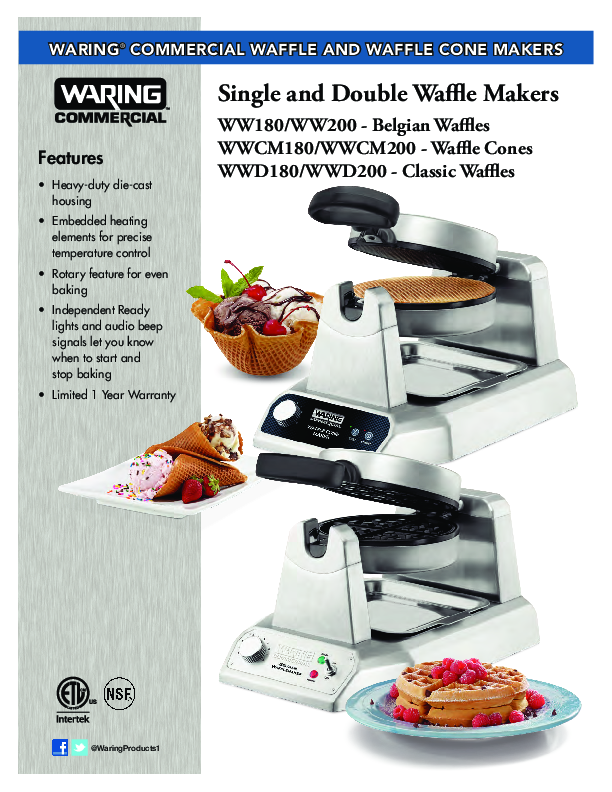 76%OFF!】 Waring Commercial Single Waffle Cone Maker, Heavy Duty Die Cast  Housing, Non Stick Plates, Produces 60 Cones per Hour, 120V, 1200W, 5-15  Phase