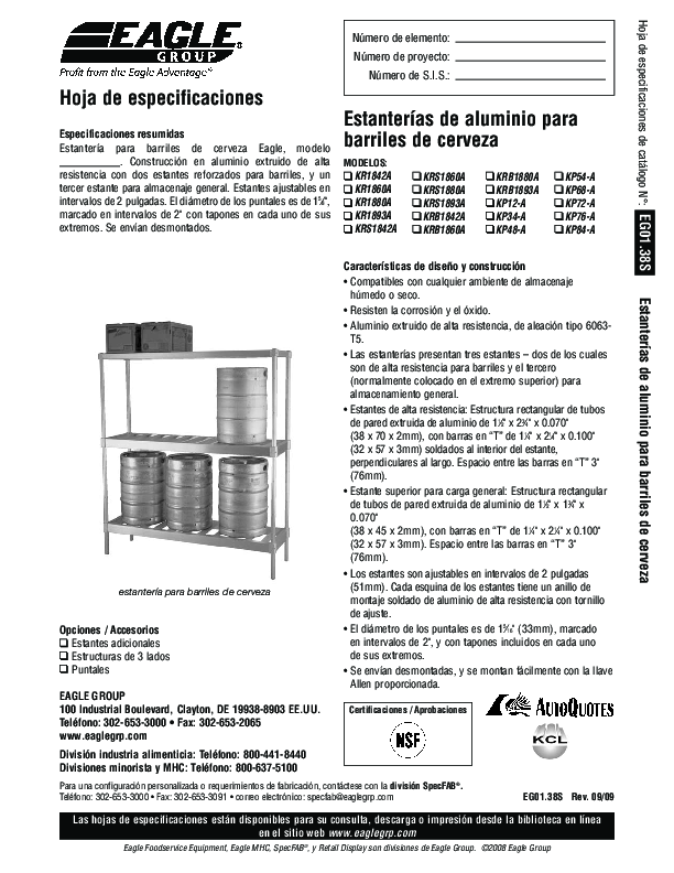 Spec Sheet - Spanish