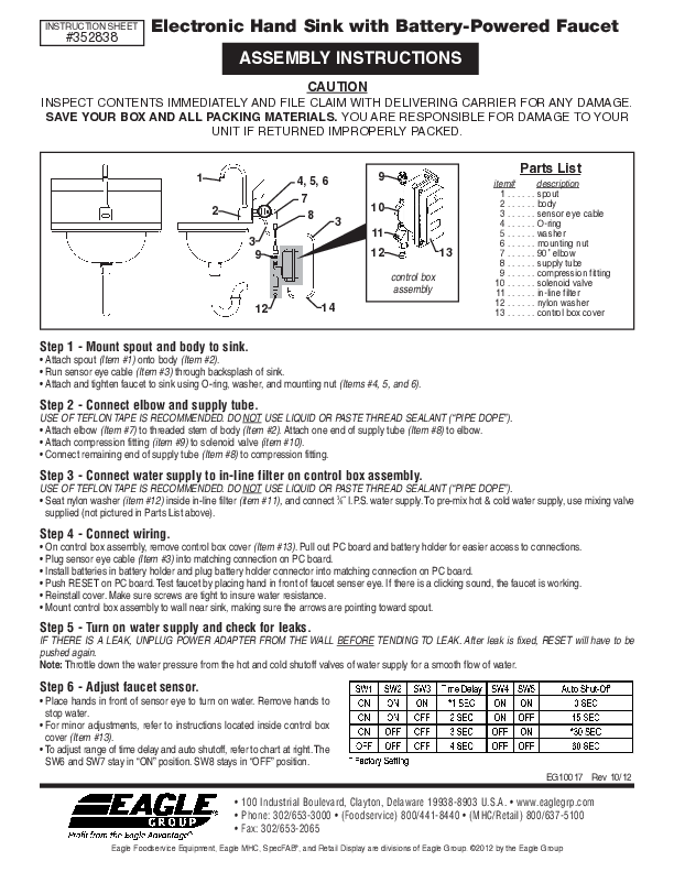 Faucet Instructions