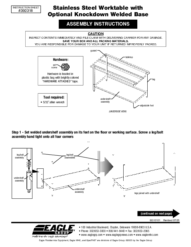 Knockdown Base Assembly Instructions