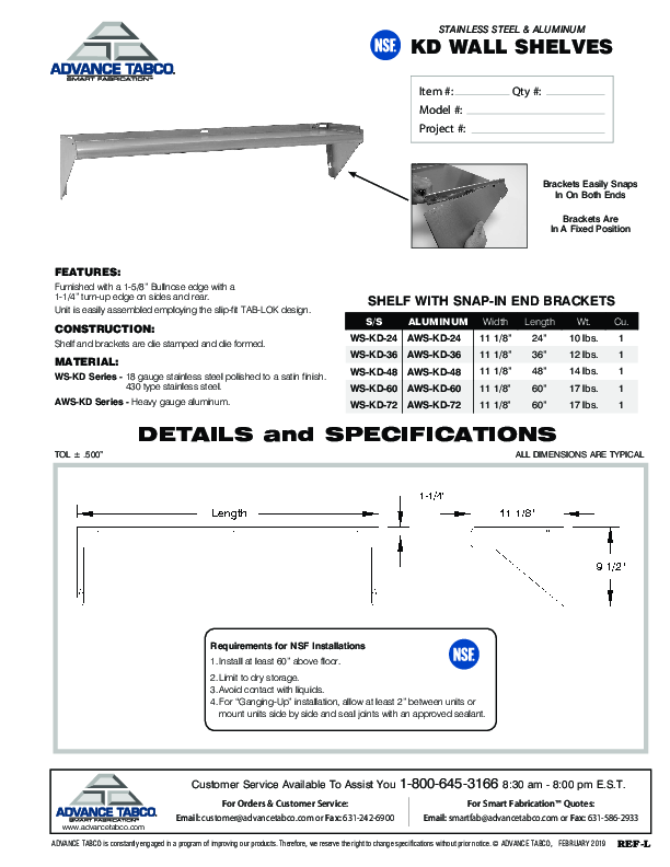 Cutsheet