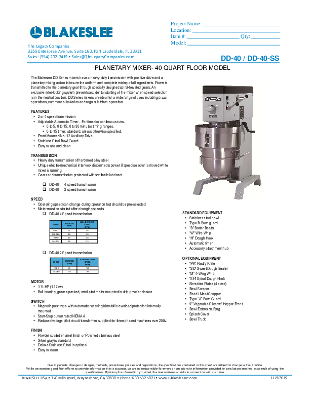 Cutsheet