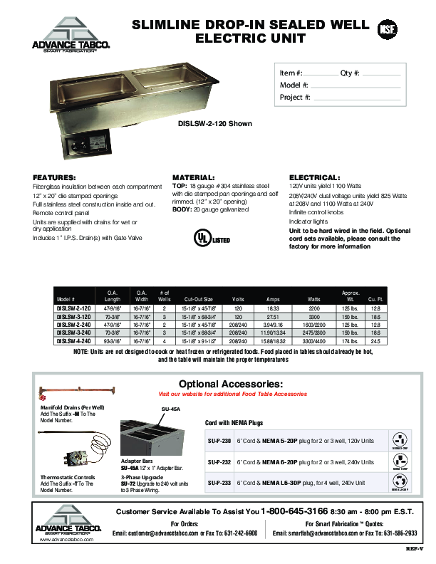 Cutsheet